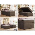 Łóżko kontynentalne ZERO 90x200 - H4 - brązowy, welwet - topper Visco