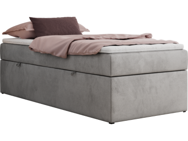 Łóżko kontynentalne ZERO 90x200 - H4 - jasnoszary, welwet - topper Visco