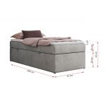 Łóżko kontynentalne ZERO 90x200 - H4 - jasnoszary, welwet - topper Visco