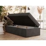 Łóżko kontynentalne ZERO 90x200 - H4 - ciemnoszary, welwet - topper Visco