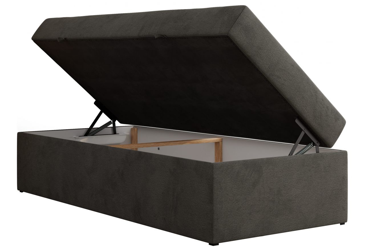 Łóżko kontynentalne ZERO 90x200 - H4 - ciemnoszary, welwet - topper Visco
