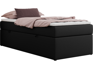 Łóżko kontynentalne ZERO 90x200 - H4 - czarny, ekoskóra - topper Visco