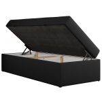 Łóżko kontynentalne ZERO 90x200 - H4 - czarny, ekoskóra - topper Visco