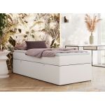 Łóżko kontynentalne ZERO 90x200 - H4 - biały, ekoskóra - topper Visco