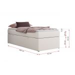 Łóżko kontynentalne ZERO 90x200 - H4 - biały, ekoskóra - topper Visco