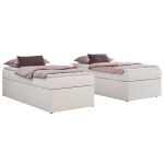 Łóżko kontynentalne ZERO 90x200 - H4 - biały, ekoskóra - topper Visco