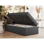 Łóżko kontynentalne ZERO 90x200 - H4 - szary, ekoskóra - topper Visco