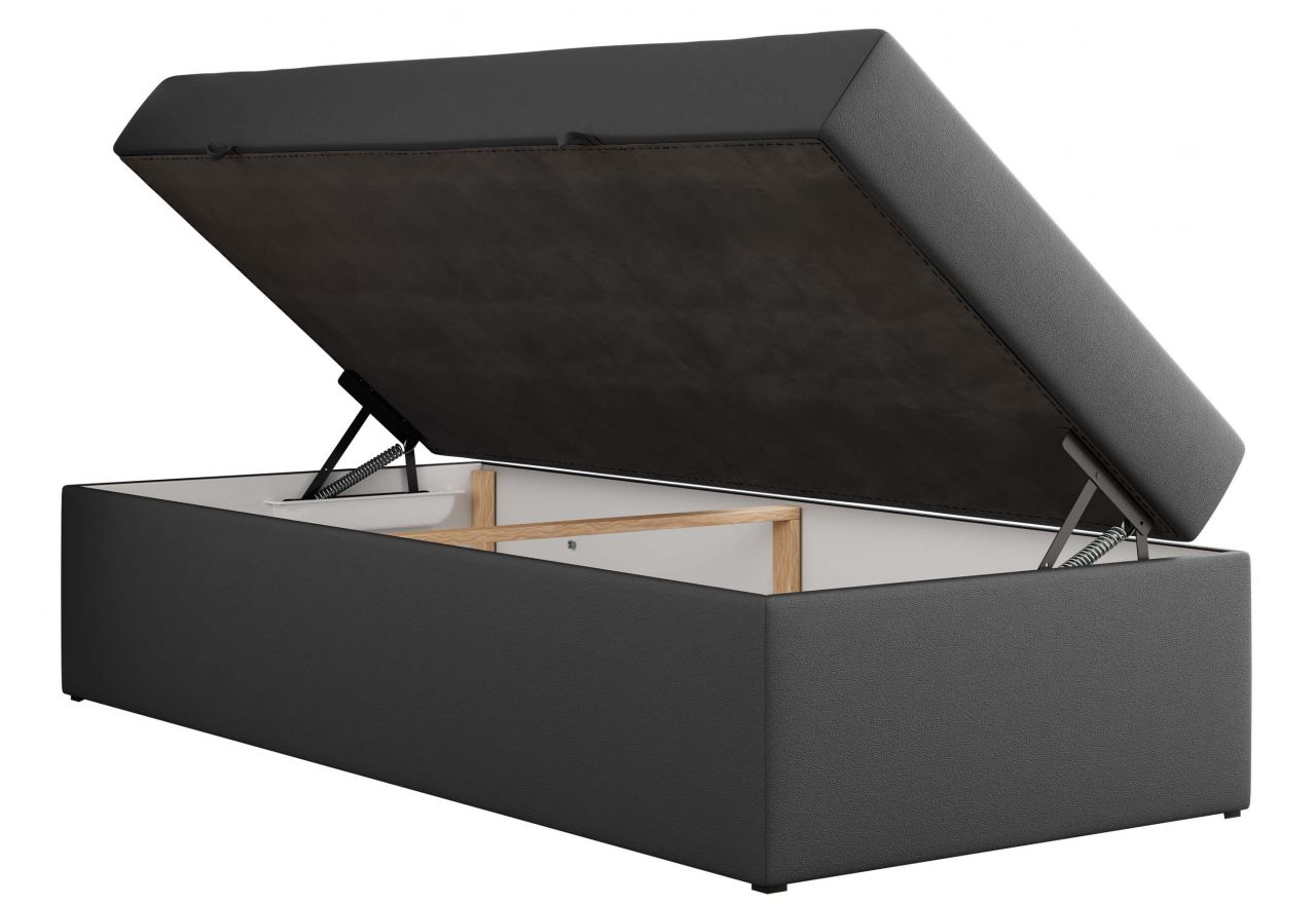 Łóżko kontynentalne ZERO 90x200 - H4 - szary, ekoskóra - topper Visco