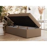 Łóżko kontynentalne ZERO 90x200 - H4 - brązowy, ekoskóra - topper Visco