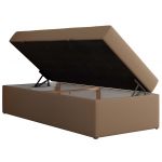 Łóżko kontynentalne ZERO 90x200 - H4 - brązowy, ekoskóra - topper Visco