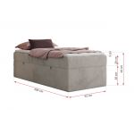 Łóżko kontynentalne ZERO 90x200 - H4 - jasnoszary, plusz - topper Visco