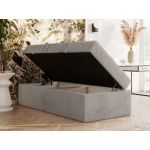 Łóżko kontynentalne ZERO 90x200 - H4 - jasnoszary, plusz - topper Visco