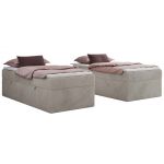 Łóżko kontynentalne ZERO 90x200 - H4 - jasnoszary, plusz - topper Visco