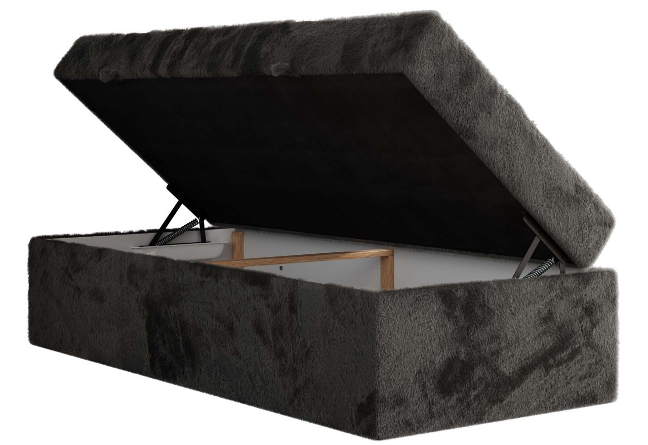 Łóżko kontynentalne ZERO 90x200 - H4 - ciemnoszary, plusz - topper Visco