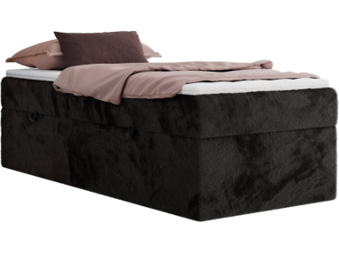 Łóżko kontynentalne ZERO 90x200 - H4 - czarny, plusz - topper Visco