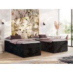 Łóżko kontynentalne ZERO 90x200 - H4 - czarny, plusz - topper Visco