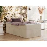 Łóżko kontynentalne ZERO 90x200 - H4 - kremowy, plusz - topper Visco