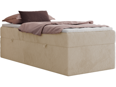 Łóżko kontynentalne ZERO 90x200 - H4 - kremowy, plusz - topper Visco