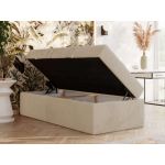 Łóżko kontynentalne ZERO 90x200 - H4 - kremowy, plusz - topper Visco