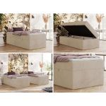 Łóżko kontynentalne ZERO 90x200 - H4 - kremowy, plusz - topper Visco