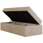 Łóżko kontynentalne ZERO 90x200 - H4 - kremowy, plusz - topper Visco