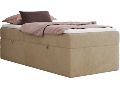 Łóżko kontynentalne ZERO 90x200 - H4 - beżowy, plusz - topper Visco