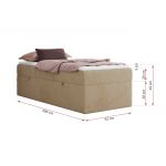 Łóżko kontynentalne ZERO 90x200 - H4 - beżowy, plusz - topper Visco