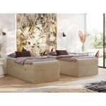 Łóżko kontynentalne ZERO 90x200 - H4 - beżowy, plusz - topper Visco