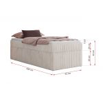 Łóżko kontynentalne ZERO 90x200 - H4 - beżowy, sztruks - topper Visco