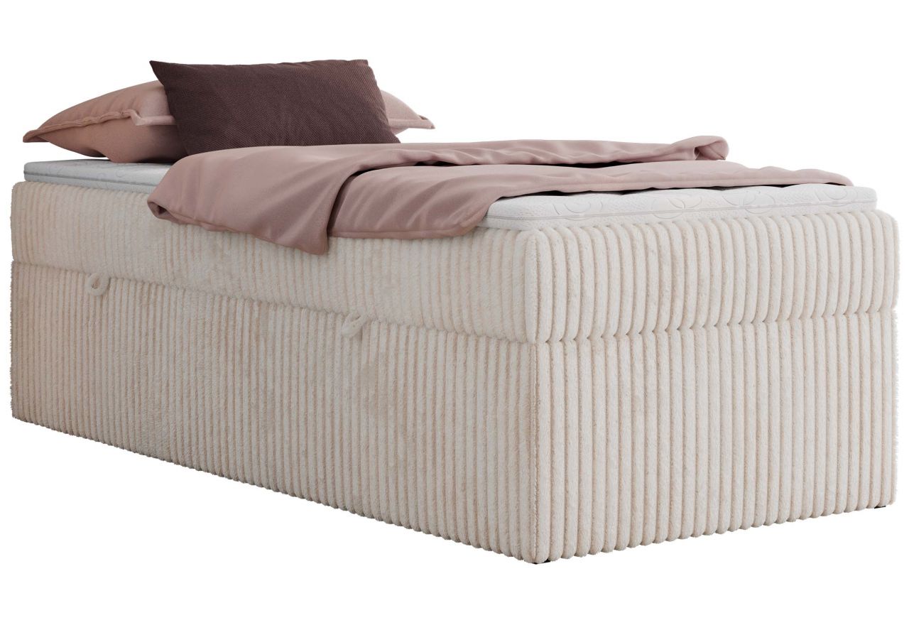 Łóżko kontynentalne ZERO 90x200 - H4 - beżowy, sztruks - topper Visco