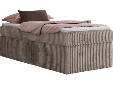 Łóżko kontynentalne ZERO 90x200 - H4 - jasnobrązowy, sztruks - topper Visco