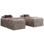 Łóżko kontynentalne ZERO 90x200 - H4 - jasnobrązowy, sztruks - topper Visco