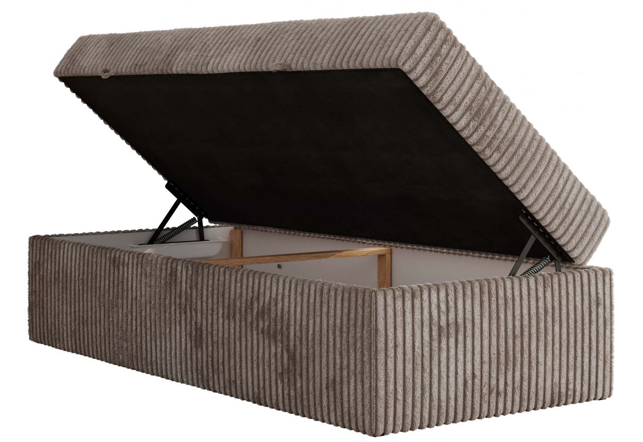 Łóżko kontynentalne ZERO 90x200 - H4 - jasnobrązowy, sztruks - topper Visco