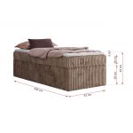 Łóżko kontynentalne ZERO 90x200 - H4 - brązowy, sztruks - topper Visco