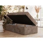 Łóżko kontynentalne ZERO 90x200 - H4 - brązowy, sztruks - topper Visco