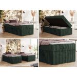 Łóżko kontynentalne ZERO 90x200 - H4 - ciemnozielony, sztruks - topper Visco