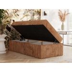 Łóżko kontynentalne ZERO 90x200 - H4 - pomarańczowy, sztruks - topper Visco