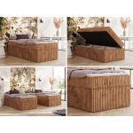 Łóżko kontynentalne ZERO 90x200 - H4 - pomarańczowy, sztruks - topper Visco