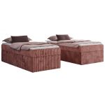 Łóżko kontynentalne ZERO 90x200 - H4 - różowy, sztruks - topper Visco