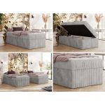 Łóżko kontynentalne ZERO 90x200 - H4 - jasnoszary, sztruks - topper Visco