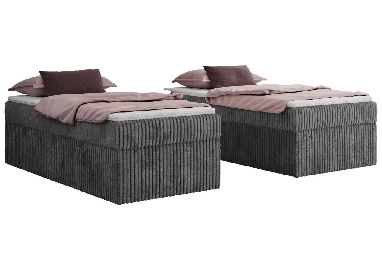 Łóżko kontynentalne ZERO 90x200 - H4 - szary, sztruks - topper Visco