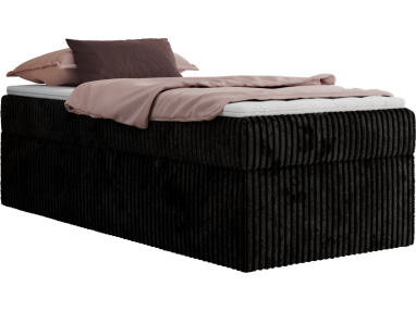 Łóżko kontynentalne ZERO 90x200 - H4 - czarny, sztruks - topper Visco