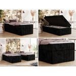 Łóżko kontynentalne ZERO 90x200 - H4 - czarny, sztruks - topper Visco