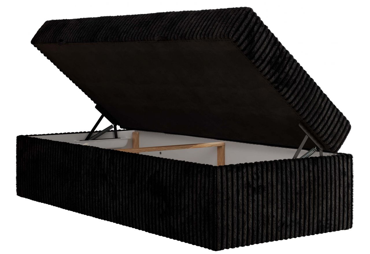 Łóżko kontynentalne ZERO 90x200 - H4 - czarny, sztruks - topper Visco