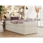 Łóżko kontynentalne ZERO 90x200 - H4 - kremowy, struktura - topper Visco