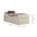 Łóżko kontynentalne ZERO 90x200 - H4 - kremowy, struktura - topper Visco