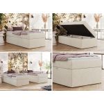 Łóżko kontynentalne ZERO 90x200 - H4 - kremowy, struktura - topper Visco