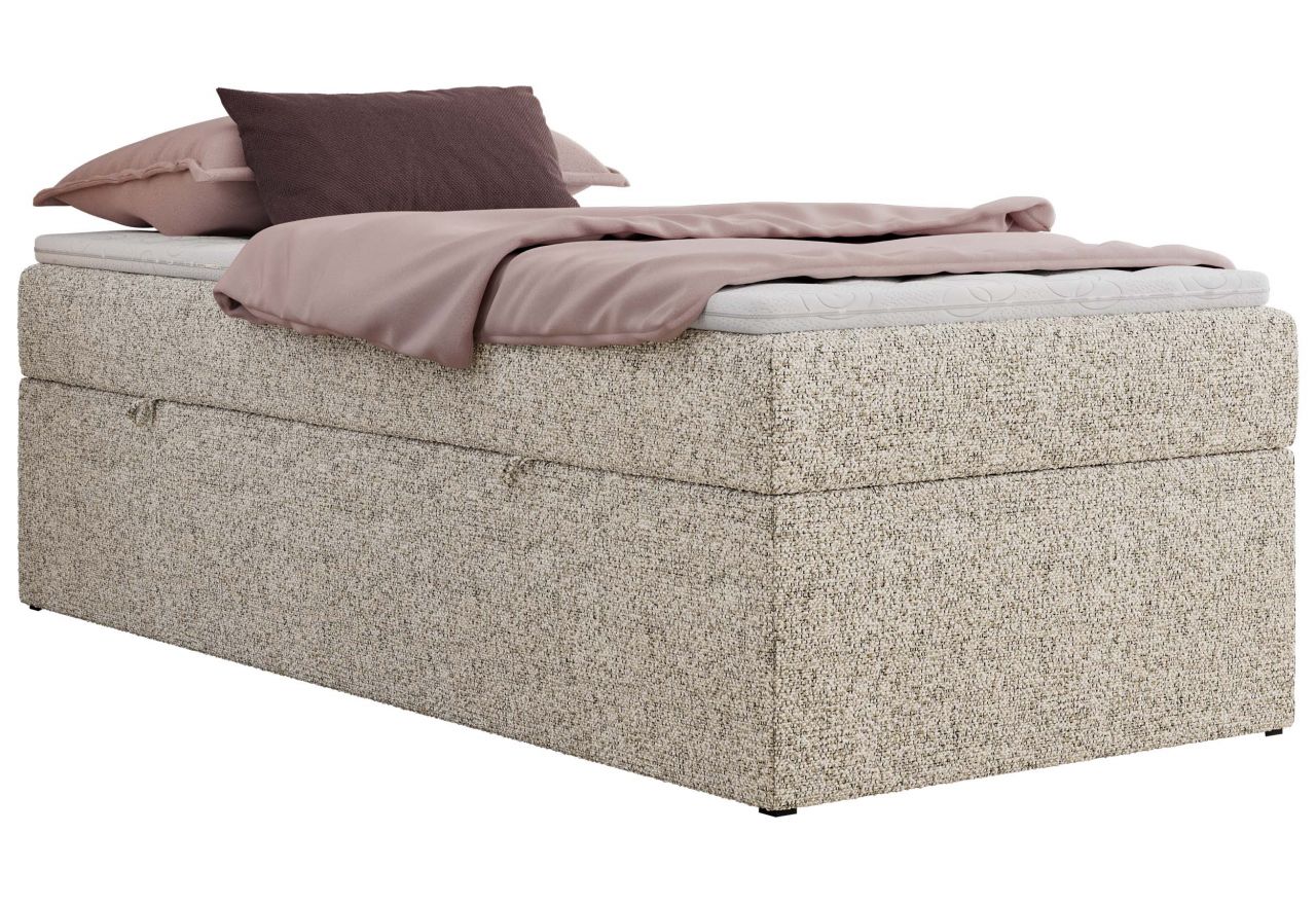 Łóżko kontynentalne ZERO 90x200 - H4 - beżowy, struktura - topper Visco