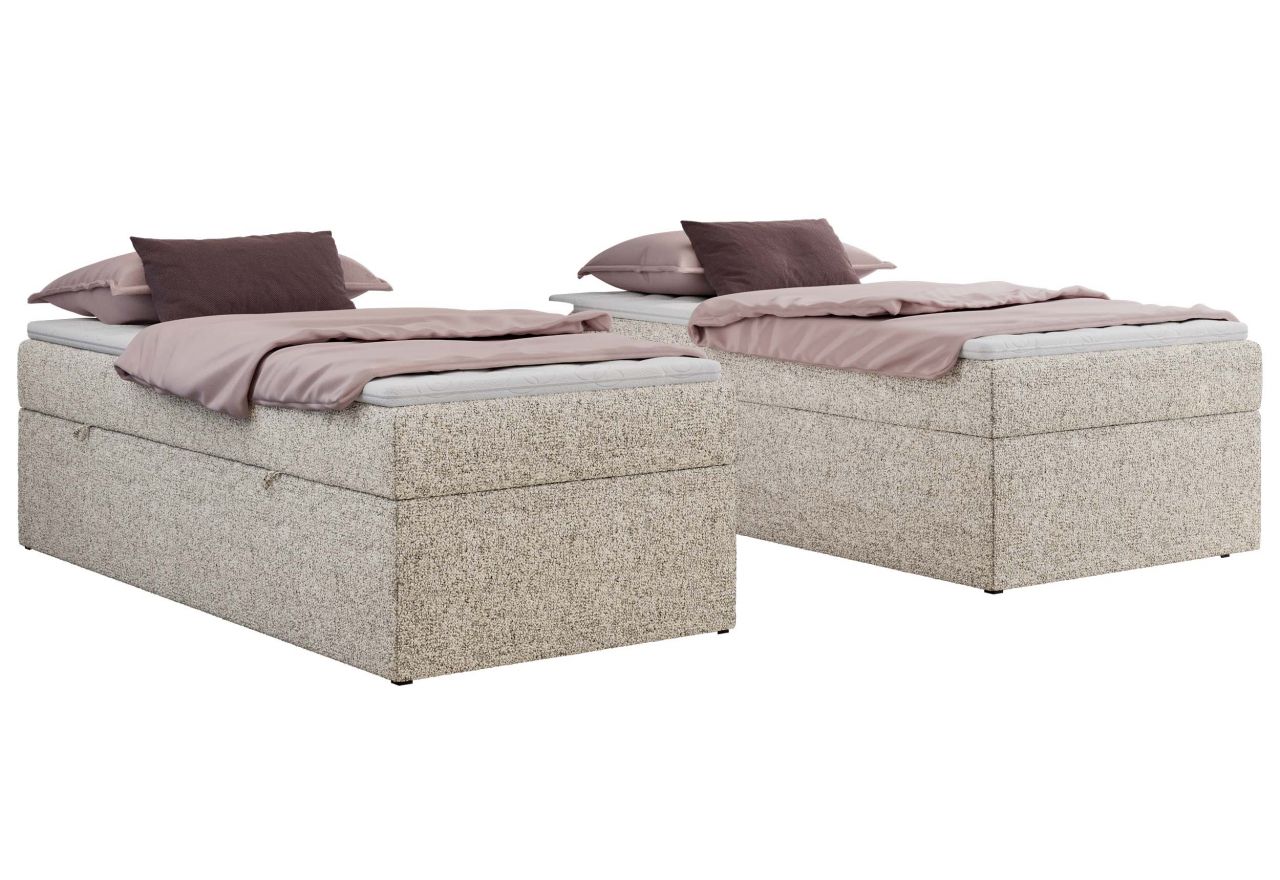 Łóżko kontynentalne ZERO 90x200 - H4 - beżowy, struktura - topper Visco