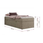 Łóżko kontynentalne ZERO 90x200 - H4 - ciemnobeżowy, struktura - topper Visco